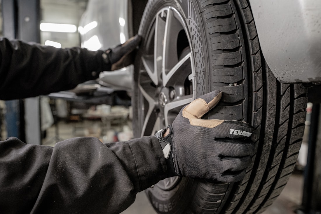 Mechanic working on a tire