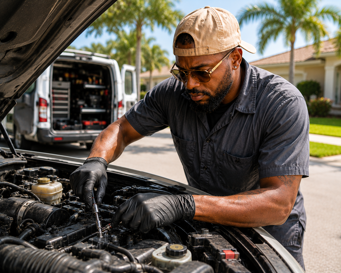 RayRay mobile mechanic making repairs with the service van on site