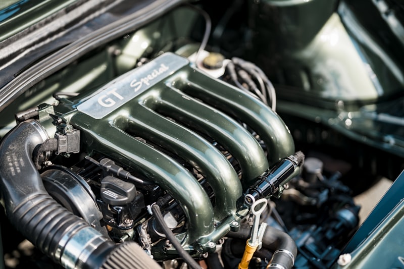 Close-up of a car engine belts